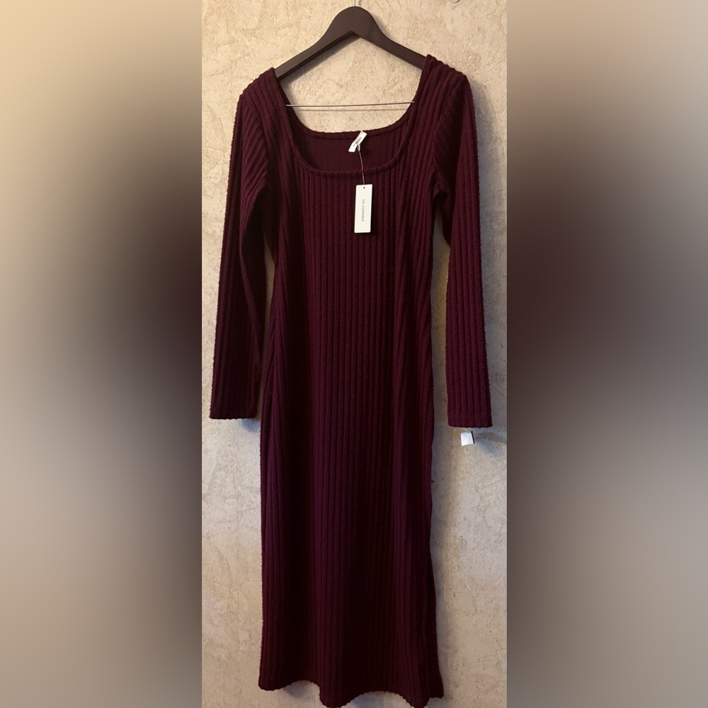 No Comment  Long Sleeve Ribbed Knit Dress